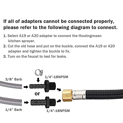 Houtingmaan Kitchen Sink Sprayer Replacement, Side Sprayer Head | with Hose and17 ADAPTERS, Chrome - color: Chrome, style: Dual Function Mode