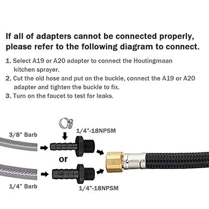 Houtingmaan Kitchen Sink Sprayer Replacement, Side Sprayer Head | with Hose and17 ADAPTERS, Chrome - color: Chrome, style: Dual Function Mode