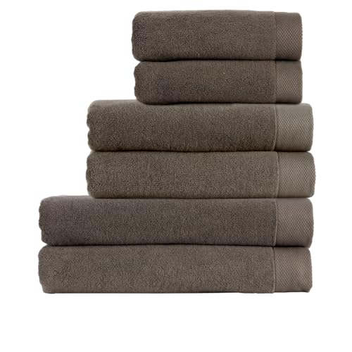 Christy Luxe 6 Piece Towel Set | Soot Brown | Luxe Heavyweight 100% Turkish Cotton | Ultra Soft | Super Absorbent | 730GSM | 2 Bath Sheets 2 Bath Towels 2 Hand Towel - color: Soot, size: Family Towel Set