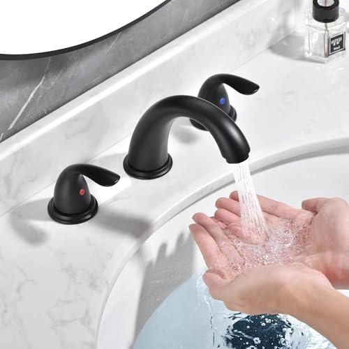 Sumerain Widespread 8 inch Bathroom Faucet - Black Basin Faucet with Two Handles - color: Matte Black