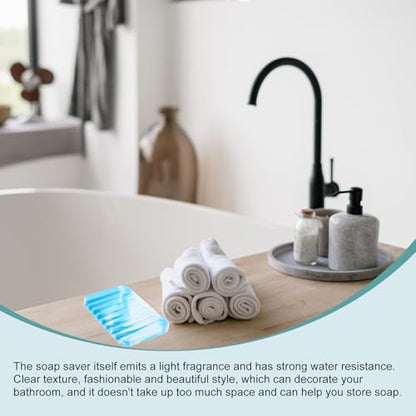 uxcell 2 Pcs Self Draining Silicone Soap Dish, Soap Tray with Drainage for Bathroom Shower Kitchen Sink, 4.5" x 3.1" x 0.4", Blue/White - color: Blue/White