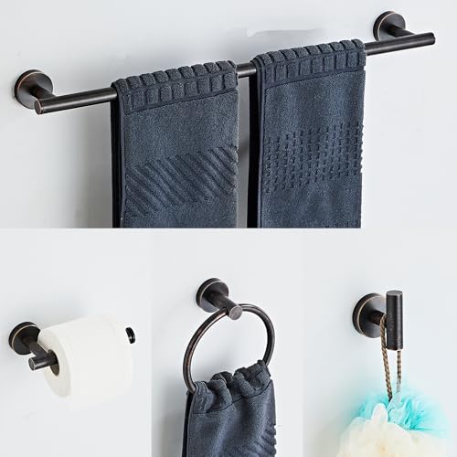 Oil Rubbed Bronze Bathroom Hardware Set 5 Piece with Towel Racks for Bathroom, SUS304 Stainless Steel Bath Towel Bar Set, 24 Inch Wall Mounted Accessories Kit - color: Oil Rubbed Bronze