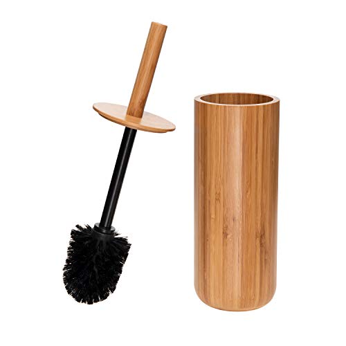Bath Bliss Rounded Natural Bamboo Collection, Toilet Bowl Brush, Matching Accessories to Decorate Your Bathroom, Tall (10029-NATURAL) - size: Round Tall Toilet Brush