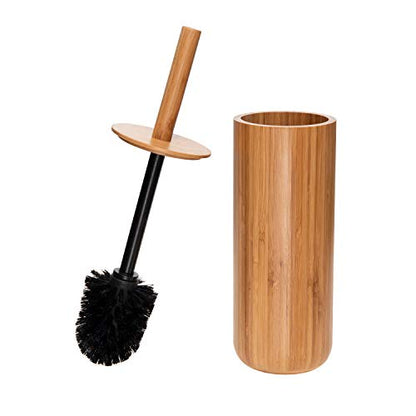 Bath Bliss Rounded Natural Bamboo Collection, Toilet Bowl Brush, Matching Accessories to Decorate Your Bathroom, Tall (10029-NATURAL) - size: Round Tall Toilet Brush