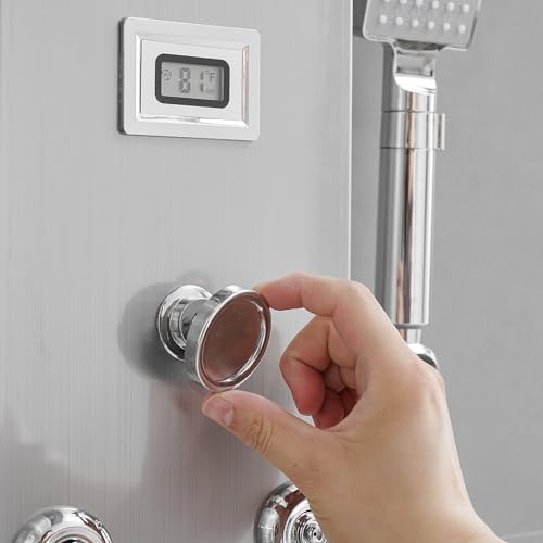 6 IN 1 Shower Panel Tower System Stainless Steel Wall Mounted | Rainfall Waterfall Shower Head,Two Mode Body Jets,Waterfall Tub Spout,with Temperature Display,Brushed Nickel and Chrome - color: Brushed Nickel and Chrome