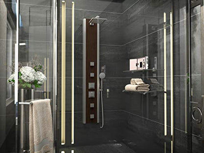 ANZZI Shower Panel 57", 4 Mahogany Deco Glass Jetted Shower Panel | Free-Reign Euro Grip Handheld Sprayer With 60 In. Hose, Includes One 1 Monsoon Full Body One 1 Heavy Rain - color: Mahogany, style: 4 Jets