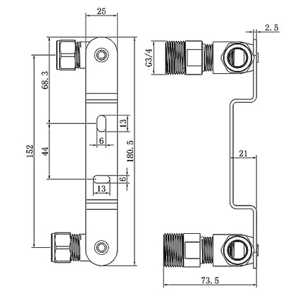 Concealed Shower Faucet Wall Bracket Positioner Connector 15mmx1/2'' | for Exposed Thermostatic Bath Shower Mixer Tap,Wall-Mounted Fitting Fixing Plate, Copper
