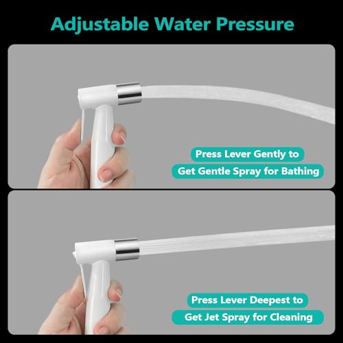 BARROCK Handheld Bidet Sprayer for Toilet, Stainless Steel Metal Made Baby Cloth Diaper Spraying Kit, Bathroom Toilet Bidet Attachment Set for Bathing Pets and Feminine Hygiene, Chrome and White - color: Matte White