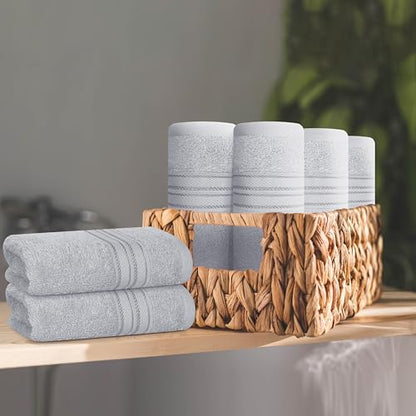 BOUTIQUO Ultra Soft Cotton Washcloths, Contains 12 Piece Face Cloths 12x12 inch, Ideal for Everyday use Face Towels, Compact & Lightweight Multi Purpose Washcloths - Light Grey - color: Ligtht Grey, size: Washcloths - Set of 12
