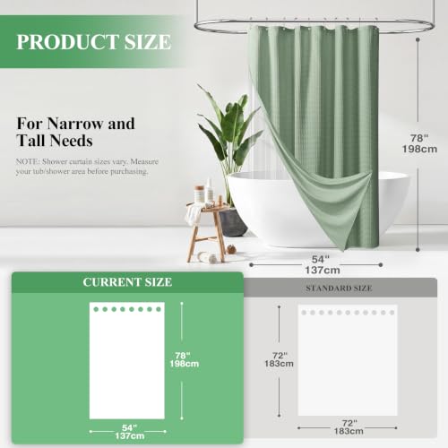 Stall 3 in 1 Waffle Shower Curtain Set with Liner 54x78 Sage Green | 54 x 78 inch Long, Waterproof Clear PEVA Liner, 256GSM Heavy Duty Fabric, Hotel Luxury Shower Curtains for Bathroom, 10 Hooks - color: A Sage Green, size: 54"W x 78"L (Pack of 1)
