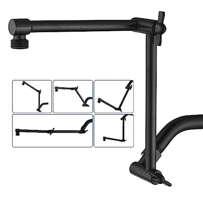 BRIGHT SHOWERS Brass Shower Arm Extender for Rain and Handheld Shower Head, 14 Inch Universal Shower Head Extension Arm, Adjustable Height & Angle, Oil-Rubbed Bronze - color: Oil Rubbed Bronze, style: 14 Inch