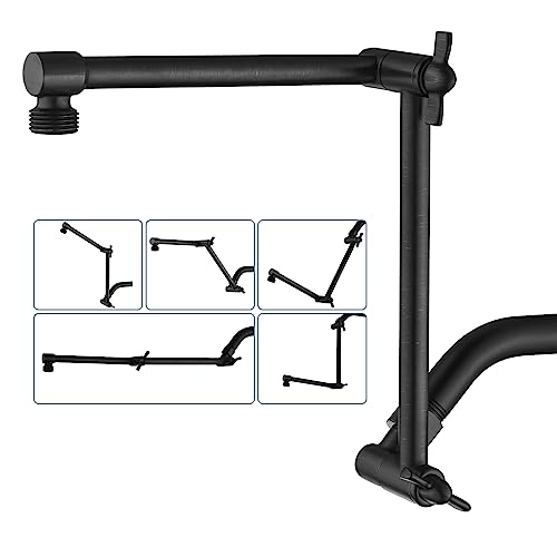 BRIGHT SHOWERS Brass Shower Arm Extender for Rain and Handheld Shower Head, 14 Inch Universal Shower Head Extension Arm, Adjustable Height & Angle, Oil-Rubbed Bronze - color: Oil Rubbed Bronze, style: 14 Inch