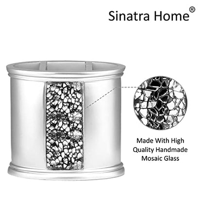 Zahari Home Sinatra Bath Tooth Brush Holder Modern Tooth Brush and Toothpaste Holder, Silver - color: Silver, size: 4.25" x 3" x 3" Tooth Brush Holder