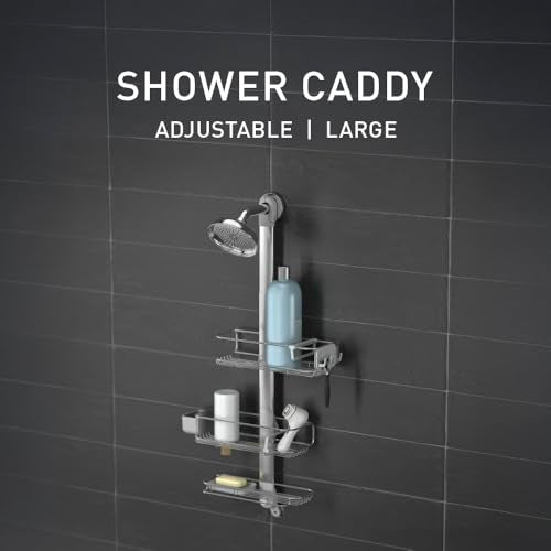 simplehuman Adjustable and Extendable Shower Caddy Large, Stainless Steel and Anodized Aluminum - style: Large