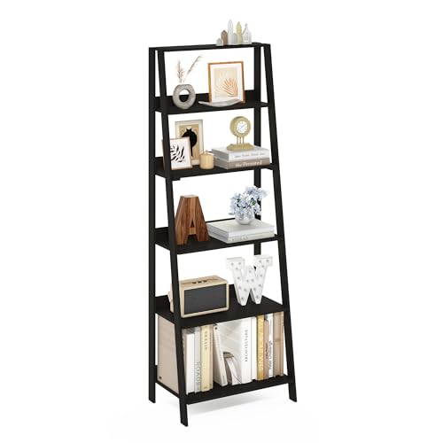 Furinno Ladder 6-Tier Book Shelf, Open Frame Ladder Shelf, Espresso | 14.8 x 23.6 x 66.2, Bookcase, Standing Display Storage Shelves, Storage Rack, for Organization, Living Room, Home Office - color: Espresso, size: 6-Tier