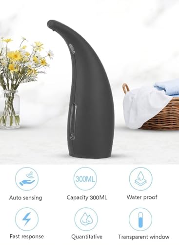 Soap Dispenser,Touchless Bath Kitchen Countertop Automatic Soap Dispenser with Infrared Motion Sensor,IPX6 Waterproof.Perfect for Bathroom and Kitchen. - color: Black-fixed Dispenser