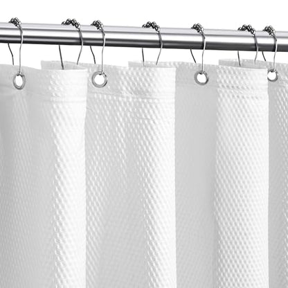 Tititex Solid White Cloth Fabric Shower Curtain Liner with 2 Magnets - Texture Pressure Bubble Soft Hotel Quality Waterproof Shower Liner, Light-Weight & Machine Washable 72x78 inch - color: White, size: 72"W x 78"L (Pack of 1)