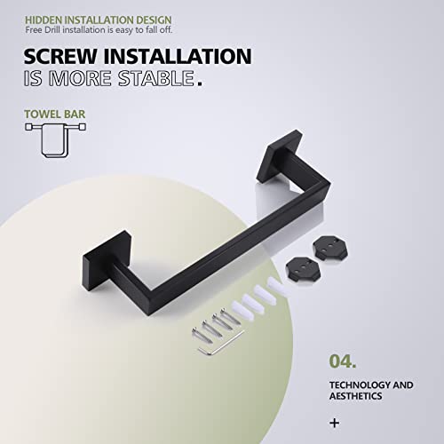 KOKOSIRI 12-Inch Single Towel Bar, Bathroom Kitchen Towel Holder, Wall Mounted SUS304 Stainless Steel Towel Rack, Matte Black, B4003BK-L12 - color: Matte Black, size: 12-Inch