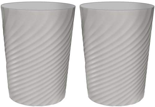 DAJITRE 1.8 Gallon Small Trash Can Wastebasket Recycling Bin Slim Profile for Compact Spaces Bathroom, Office, Bedroom, Kitchen (1.8 Gallon-2pack, Grey) - color: grey, size: 2 Pack