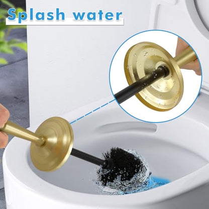 Gold Toilet Brush and Holder Set,Toilet Bowl Brush and Holder | Heavy Duty Toilet Brush for Bathroom, Stainless Steel Toilet Cleaner Brush,Deep Cleaning,Space Saving,Covered Brush - color: Gold