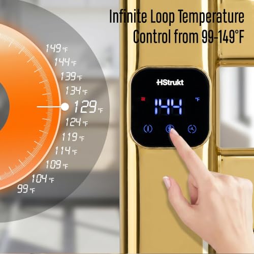 Towel Warmer, Heated Towel Rack with Built-in Timer and Temperature Control,Hard-Wired(Left-Wiring)/Plug-in Wall-Mounted Towel Rail, Aluminum, 18.8" W X 25.6" H, Gold - color: Gold, size: 18.8"L x 25.6"H