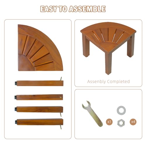 Teak Shower Bench for Shaving Legs & Washing Feet, 12" Shower Foot Rest, Solid Teak Corner Shower Stool Waterproof for Inside Shower, Seat for Bathroom Use