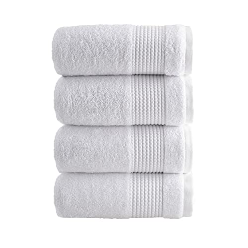 HALLEY Turkish Cotton Towels (Pack of 4) Hand Towels Super Soft Highly Absorbent 100% Cotton Towels for Bathroom and Kitchen for Mother’s Day (White) - color: White, size: 4-Pack Hand Towel