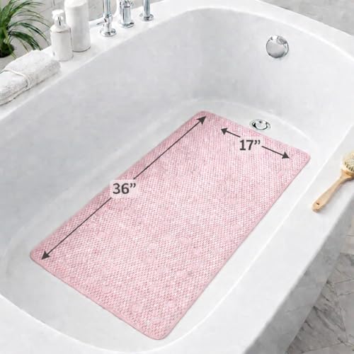 Bathtub Mat Non Slip, Bath Mat for Tub Non Slip, Tub Mat Extra Large 36 x 17 in, Bathtub Mat with Suction Cups & Drain Holes, Soft Foam, Machine Washable, Light Blue - color: Light Blue