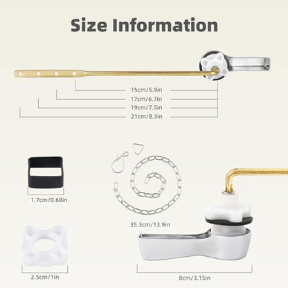 Universal Front Mount Metal Toilet Handle Replacement, Solid Brass, Chrome | Toilet Flush Handle Lever with Adjustable Stainless Steel Chain, Compatible with Kohler, American Standard, TOTO, Mansfield - color: Chrome, style: Front Mount Design