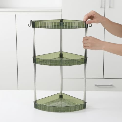 Triangle Corner Bathroom Shelf with 3-Tier Storage, Moisture Resistant Pet and Stainless Steel Material, User-Friendly Assembly, Minimalist Design for Bathroom and Washroom