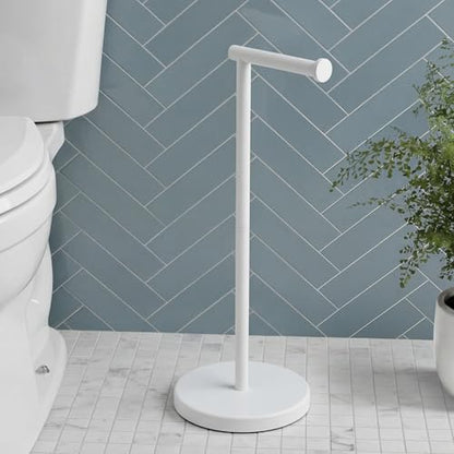 KES White Toilet Paper Holder Stand, Freestanding with Heavy Base | 304 Stainless Steel, Rustproof, 20.2-Inch Height, Anti-Slip Base, Fits All Rolls, Easy 1-Min Assembly - color: White, size: 20.2" H