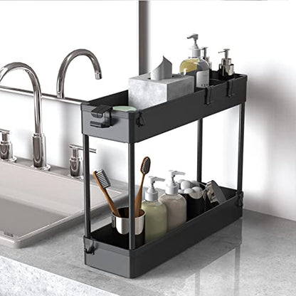 Slim Storage Cart 4 Tier,Bathroom Organizer Rolling Utility,Mobile Shelving Unit Slide Out for Office, Kitchen, Laundry Room & Narrow Places,Black - color: Black