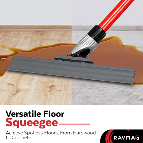 Silicone Floor Squeegee with 55-Inch Long Handle, 12-Inch Single Cast Silicone Blade, 360° Swivel Joint - Multifunction Floor Squeegee for Garage, Concrete Floor, Shower Floor, Glass Windows - size: 12 Inch Blade - 4 Piece Handle