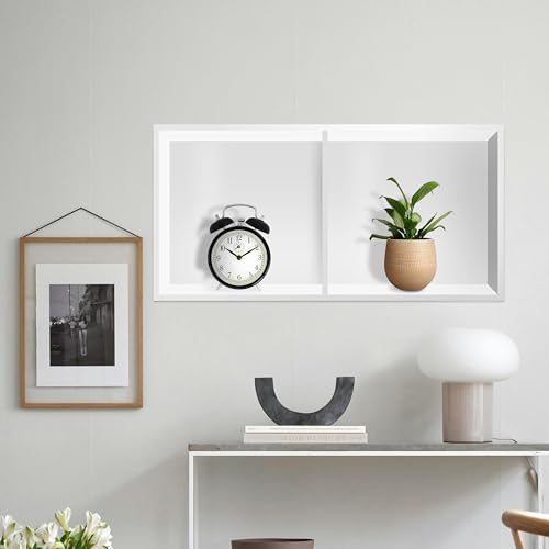 Homevacious 12"×24" Stainless Steel Shower Niche No Tile Needed White | Double Shelves Bathroom Shelf Rimless Recessed Wall Niche for Bathroom Storage - color: White