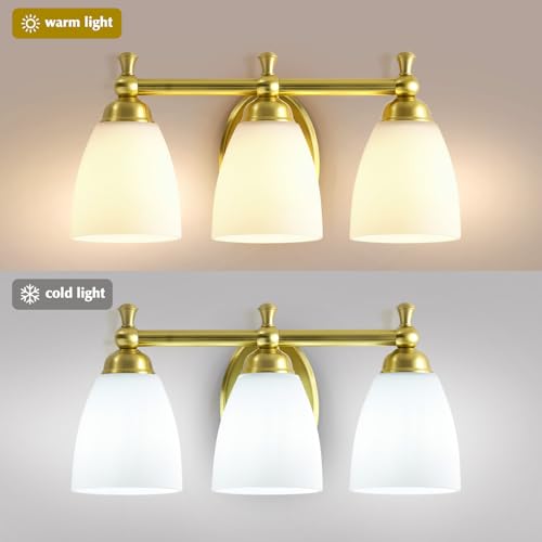 EJIAXIN 3 Light Bathroom Vanity Light,Gold Bathroom Lighting Fixtures Over Mirror Modern Bathroom Light Fixtures for Living Room Bathroom Bedroom Cabinet About Mirror - color: Gold