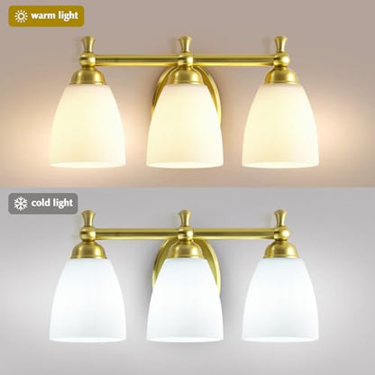 EJIAXIN 3 Light Bathroom Vanity Light,Gold Bathroom Lighting Fixtures Over Mirror Modern Bathroom Light Fixtures for Living Room Bathroom Bedroom Cabinet About Mirror - color: Gold