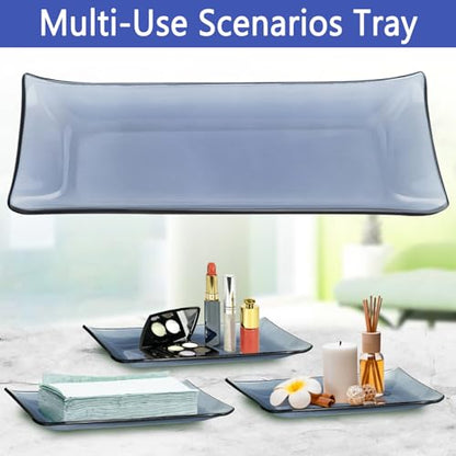 Haturi Glass Bathroom Accessories Set, Blue Bathroom Set, 4 Pcs | Kit w/ Bathroom Soap Dispenser Set, Toothbrush Holder, Qtip Holder, Vanity Tray, Blue Bathroom Decor, Gift for Home Apartment - style: Blue