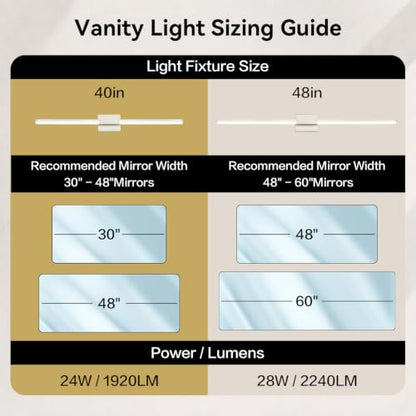 SOLFART Bathroom Vanity Light 48-Inch: Brushed Nickel 5CCT Dimmable Bathroom Light Fixtures, Solid Frosted Acrylic, Built-in Dimmer, CRI88 Soft Light, ETL IP44 - color: Brushed Nickel-5CCT, 5-Step Brightness Control, size: 48 inch