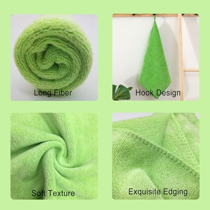 Premium 400 GSM Microfiber Cleaning Cloths, Ultra Absorbent Lint Free Towels, Thick Reusable Cleaning Rags for Kitchen, Car Wash, Glass, Stainless Steel & Household Cleaning, 6 Pack 12"x12" Green - color: Green