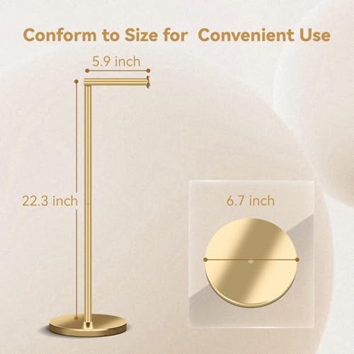 22" Stainless Steel Toilet Paper Holder freestanding,Bathroom Free Standing Toilet Paper Holders,Toilet Paper Holder Stand with Reserve Storage 3-4 Toilet Paper Rolls(Golden)