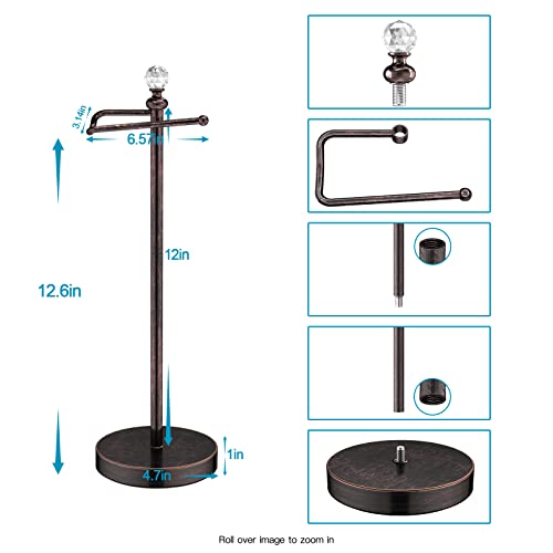 ROLABAM Toilet Paper Roll Holder-Free Standing Toilet Paper Holder Stand for Bathroom Total Height 24.4" with Crystal Ball, Oil Rubbed Bronze - color: Oil Rubbed Bronze