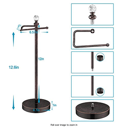 ROLABAM Toilet Paper Roll Holder-Free Standing Toilet Paper Holder Stand for Bathroom Total Height 24.4" with Crystal Ball, Oil Rubbed Bronze - color: Oil Rubbed Bronze
