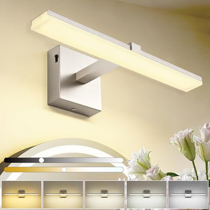 18 Inch Vanity Lights for Bathroom Brushed Nickel Over Cabinet Arm Extra Wide LED Bar 5CCT 2900K 6000K ETL IP44 - color: Brushed Nickel- 5CCT& Dimmable, size: 18-inch