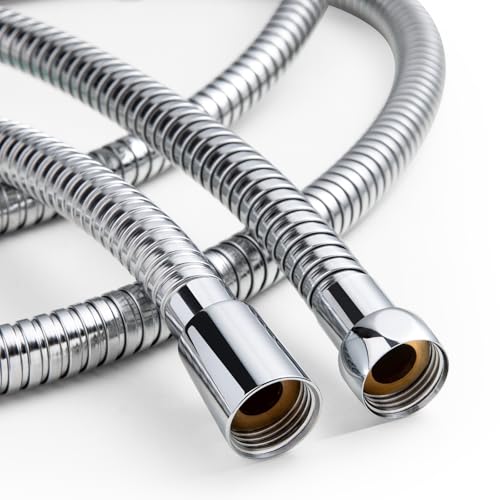 OFFO Shower Hose High Flow 0.43” Large Bore, 48 in Kink Free Stainless Steel Shower Head Hose Replacement G1/2”, Leak-proof Extra Long Flex Handheld for Pet Bathing Cleaning, Chrome - color: Chrome, size: 48 in