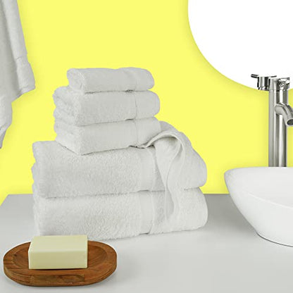 Chakir Turkish Linens Luxury Spa and Hotel Quality Premium Turkish Cotton 6-Piece Towel Set (2 x Bath Towels, 2 x Hand Towels, 2 x Washcloths) - color: White