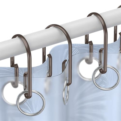 Bronze Shower Curtain Hooks Rings，Double Sided Shower Curtain Hooks Rust Proof，12 pcs Shower Hooks for Inside Shower，Smooth Sliding Anti-Drop Double Shower Rings for Curtain - color: Bronze