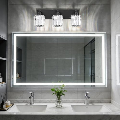 Black Crystal Bathroom Vanity Light, 3-Light Modern Bathroom Lighting Fixtures Over Mirror, Matte Black Wall Sconce Light Fixtures with Round Shade - color: Black-Round Shade, size: 3-LIGHT