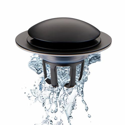 WELSAN Matte Black Pop Up Sink Stoppers for Bathroom Sink 1 1/8"-1 1/2" | Bathroom Sink Stopper Replacement, Universal Pop-Up Drain Stopper Plug Strainer with Hair Catcher, Anti-Clogging Design - color: Matte Black