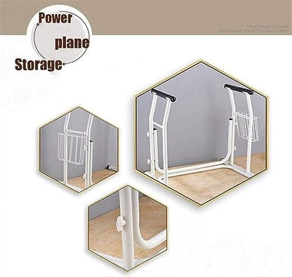 Toilet Safety Rail Grab Bar with Padded Arms & Magazine Rack - Bathroom Assist Handle for Elderly & Disabled, Non-Slip Support Aid for Safe Toileting