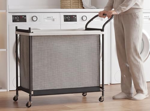 Laundry Hamper 3 Section, Laundry Basket with Wheels-165L, Removable Washable Bags, Height-Fitted Rolling Laundry Cart for Laundry Room & Bedroom - size: 165L(3-Section)